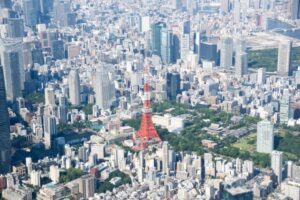 東京タワー周辺を空撮