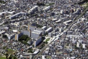 西東京市の街並みを空撮